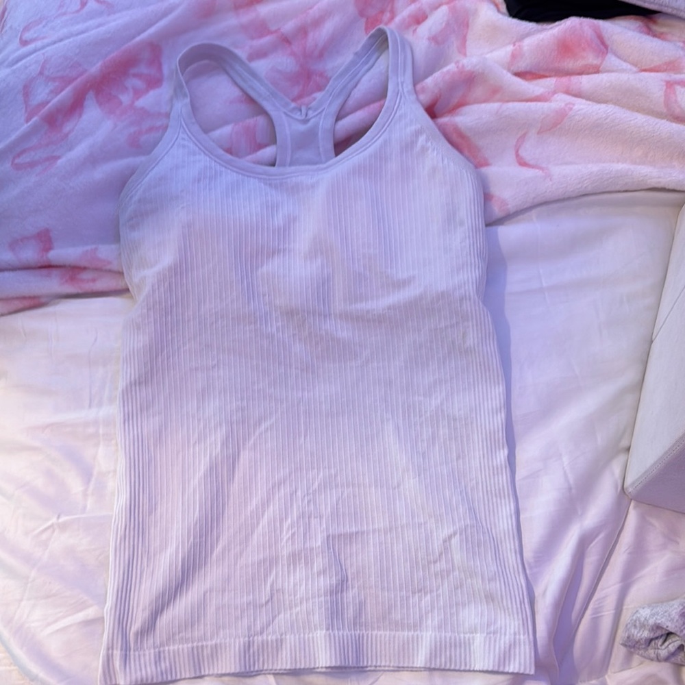 Lululemon Athletica Cream Fitted Sleeveless Tank Top